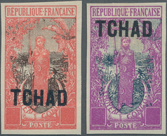 Tschad: 1922, "TCHAD" Overprints, Design "Native Woman", Two Imperforate Proofs In Colours "orange-r - Chad (1960-...)