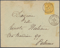 Tunesien: 1883. Envelope Addressed To Italy Bearing France 'Type Sage' Yvert 92, 25c Yellow Tied By - Briefe U. Dokumente