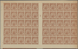 Tunesien: 1901, Coat Of Arms 35c. Brown, IMPERFORATE Gutter Pane Of 50 With Millesime "5", Unused No - Covers & Documents