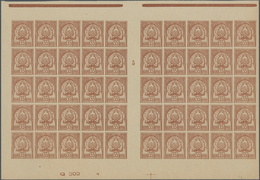 Tunesien: 1901, Coat Of Arms 35c. Brown, IMPERFORATE Bottom Marginal Gutter Pane Of 50 With Millesim - Cartas & Documentos