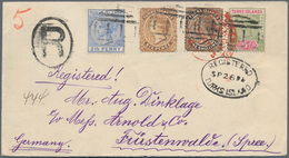 Turks- Und Caicos-Inseln: 1895, Registered Letter To Germany Bearing An Attractive Four-colour-frank - Turks And Caicos