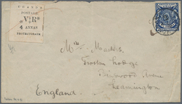 Uganda: 1896 Typeset 4a. Black Used In Combination With British East Africa 2½a. Blue On Cover To Le - Uganda (1962-...)