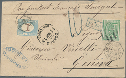 Uruguay: 1873. Envelope Addressed To Italy Bearing SG 39. 10c Green Tied By Bar Obliterator With Adj - Uruguay