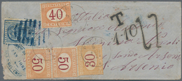 Uruguay: 1877, 5 C. Blue Tied Blue Oval From "San Jose" To Small Cover To Polla Near Naples/Italy, O - Uruguay