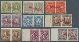 Uruguay: 1884, Definitives 1 C Up To 25 C (1 C And 5 C In Two Colours) Nine Horizontal Pairs With Re - Uruguay