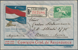 Uruguay: 1930, Pegasus 60 C Green On Printed Envelope "Comision Gral. De Aeronautica" Sent Registere - Uruguay