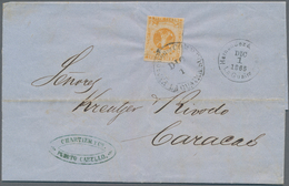 Venezuela: 1859/1863, 1/2 R Orange, Three Full Margins, Right Side Touched, And 1 R Blue, Close To F - Venezuela