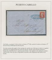 Venezuela: 1861, British QV 1 D Red, Perf 14 On Full Entire Letter Forwarded From Puerto Cabello (da - Venezuela