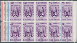 Venezuela: 1952, Coat Of Arms 'LARA‘ Normal Stamps Complete Set Of Seven In Blocks Of Ten From Right - Venezuela