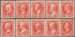 Vereinigte Staaten Von Amerika - Dienstmarken: 1873, INTERIOR Complete Set Of Ten Imperf PROOFS On C - Officials