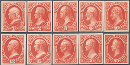 Vereinigte Staaten Von Amerika - Dienstmarken: 1873, INTERIOR Complete Set Of Ten Imperf PROOFS On C - Dienstzegels