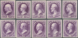 Vereinigte Staaten Von Amerika - Dienstmarken: 1873, JUSTICE, Complete Set Of Ten Imperf PROOFS On C - Dienstmarken