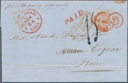 Vereinigte Staaten Von Amerika - Transatlantik-Mail: 1850. Stampless Envelope Addressed To France Ca - Other & Unclassified
