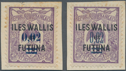 Wallis- Und Futuna-Inseln: 1922, Revaluation Overprints, 0.02 On 15c. Violet, Two Different Essays O - Autres & Non Classés