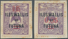 Wallis- Und Futuna-Inseln: 1922, Revaluation Overprints, 0.05 On 15c. Violet, Two Different Essays O - Andere & Zonder Classificatie