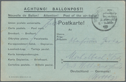 Ballonpost: 1918,BERLINER VEREIN FÜR LUFTSCHIFFAHRT/BALLON BRÖCKELMANN: Ballonpostkarte 8.5. Als Sel - Montgolfier