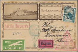 Ballonpost: 1936, Picture Card Franked With 15 Gr. With "Poczta Blonowa" With Balloon Cachets From K - Montgolfier