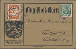 Flugpost Deutschland: 1912, "KARLSRUHE(BADEN) 12.6." Ortsstempel Auf 5Pf. Germania Und "FRANKFURT 13 - Luchtpost & Zeppelin