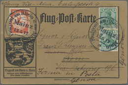 Flugpost Deutschland: 1912, Italien: Adressziel Von Graubrauner FLUGPOST RHEIN-MAIN ERSTTAG-Karte, M - Luft- Und Zeppelinpost