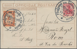 Flugpost Deutschland: 1912, Italien: Adressziel Von Flugpost Rhein-Main ERSTTAG-Bildkarte "Herzoglic - Correo Aéreo & Zeppelin