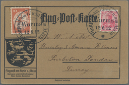 Flugpost Deutschland: 1912, ENGLAND: Adressziel Von Flugpost Rhein-Main ERSTTAG-Karte WORMS 12.6. - - Airmail & Zeppelin