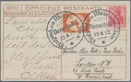 Flugpost Deutschland: 1912, ENGLAND/FLUGPOST RHEIN-MAIN AUSLANDSDESTINATION: Luxus-Bildkarte "Großhe - Luchtpost & Zeppelin