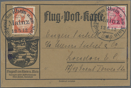 Flugpost Deutschland: 1912, England Als Adressziel Von FLUGPOST RHEIN-MAIN ERSTTAG-Karte, MAINZ 12.6 - Luft- Und Zeppelinpost