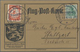 Flugpost Deutschland: 1912, FLUGPOST RHEIN-MAIN, Karte Graubraun, Rückseitig Stempel "Deutsche Lufts - Posta Aerea & Zeppelin