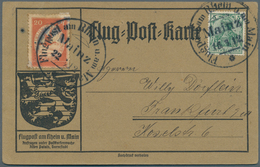 Flugpost Deutschland: 1912, "MAINZ 15.6." Flugpost-Sonderstempel Auf 5Pf Germania Und "Mainz 22.6." - Luchtpost & Zeppelin