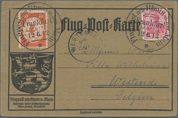 Flugpost Deutschland: 1912, BELGIEN: Adressziel Von Graubrauner FLUGPOST RHEIN-MAIN-Karte FRANKFURT - Airmail & Zeppelin