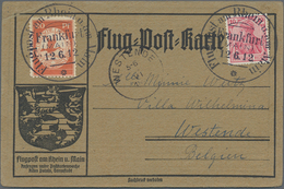 Flugpost Deutschland: 1912, BELGIEN: Adressziel Von Graubrauner FLUGPOST RHEIN-MAIN-Karte FRANKFURT - Correo Aéreo & Zeppelin