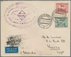 Flugpost Europa: 1930 First Flight Warsaw-Cairo Cover Franked By Poland Air Stamps 10g. And 30g. Tie - Europe (Other)