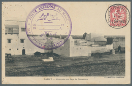 Flugpost Übersee: 1911, French Offices, Air Mail Picture Postcard Of 'Mosque And Cemetery, Rabat' Ad - Other & Unclassified