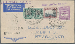 Flugpost Übersee: 1934, South Africa, 1st Flight Cover Bearing Air 6d. Magenta, Pictorial 2d. Grey/m - Other & Unclassified