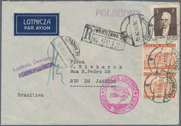 Flugpost Übersee: 1938 Registered Cover From Warsaw With Censorship (foreign Exchange Control) Over - Other & Unclassified