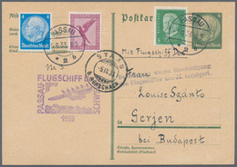 DO-X - Flugpost: 1933, 6 Pfg. Hindenburg GanzsachenkarteundZusatzfrankatur Ab PASSAU "*2b 5.9.33" Mi - Correo Aéreo & Zeppelin