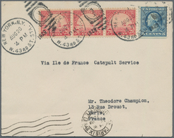 Katapult- / Schleuderflugpost: 1929 Catapult Mail By The "Ile De France": Cover From New York To Par - Airmail & Zeppelin