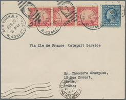 Katapult- / Schleuderflugpost: 1929 Catapult Mail By The "Ile De France": Cover From New York To Par - Luft- Und Zeppelinpost