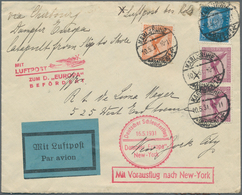 Katapult- / Schleuderflugpost: 1931, EUROPA-New York, Nachbringe- Und Schleuderflug, 2 X 15 Pf U. 50 - Luft- Und Zeppelinpost