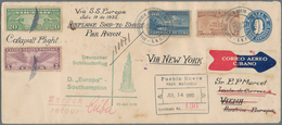 Katapult- / Schleuderflugpost: 1932, Cuba, 5 C Blue Postal Stationery Envelope, Uprated With 8 C Bro - Luft- Und Zeppelinpost