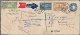 Katapult- / Schleuderflugpost: 1932, Cuba, 5 C Blue Postal Stationery Envelope, Uprated With 10 C Ye - Poste Aérienne & Zeppelin