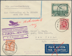 Katapult- / Schleuderflugpost: 1932, BELGIEN/DT.SCHLEUDERFLUG D.EUROPA-NEW YORK 2./3.8.: Äußerst Sel - Airmail & Zeppelin