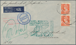 Raketenpost: 1935/1936, Picture Card Showing Rocket Pioneer Charles Roberti With Blue "ALBERT PLAGE - Autres & Non Classés