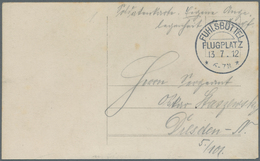 Zeppelinpost Deutschland: 1912, FUHLSBÜTTEL FLUGPLATZ 13.7.12, Seltener Stempel Auf Soldatenkarte O. - Poste Aérienne & Zeppelin