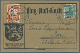 Zeppelinpost Deutschland: 1912, Flugpost Rhein-Main, Karte Mit 20 Pfg. Und 5 Pfg. Germania "Frankfur - Airmail & Zeppelin