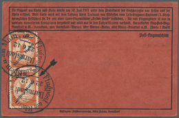 Zeppelinpost Deutschland: 1912, 1 M. Gelber Hund Mit Aufdruckfehler "Huna" Im Senkrechten Paar Rücks - Airmail & Zeppelin