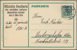 Zeppelinpost Deutschland: 1914. Original German Card Prinz Heinrich-Flug Luftpost Mannheim-Speyer St - Luchtpost & Zeppelin