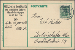 Zeppelinpost Deutschland: 1914. Original German Card Prinz Heinrich-Flug Luftpost Mannheim-Speyer St - Poste Aérienne & Zeppelin