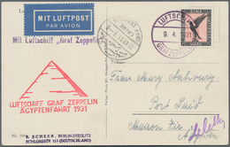 Zeppelinpost Deutschland: 1931 Ägyptenfahrt: Zeppelin-Ansichtskarte Als Bordpost Nach Port Said, Fra - Luft- Und Zeppelinpost