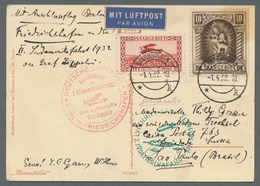 Zeppelinpost Deutschland: 1932, Zuleitung Saar Zur 2. SAF, Portorichtig Frankierte Drucksachen-Karte - Luchtpost & Zeppelin
